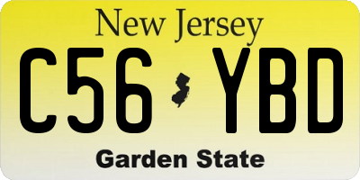NJ license plate C56YBD