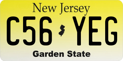 NJ license plate C56YEG