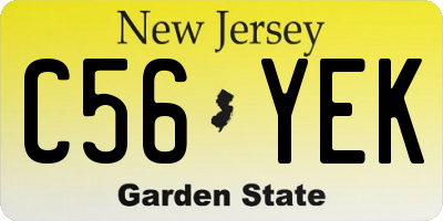 NJ license plate C56YEK