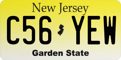 NJ license plate C56YEW