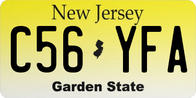NJ license plate C56YFA