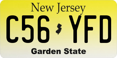 NJ license plate C56YFD