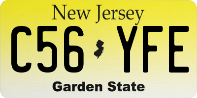 NJ license plate C56YFE