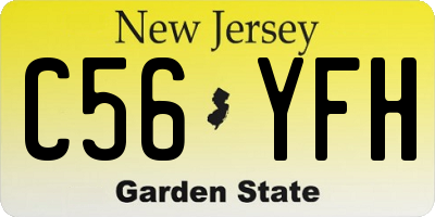 NJ license plate C56YFH