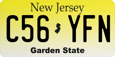 NJ license plate C56YFN