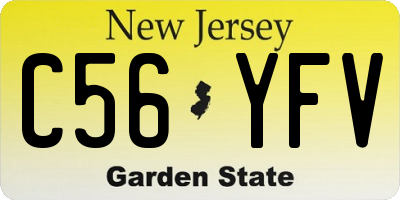 NJ license plate C56YFV