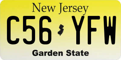 NJ license plate C56YFW