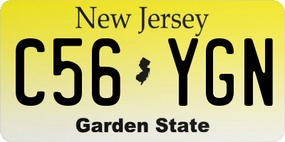 NJ license plate C56YGN