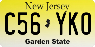 NJ license plate C56YKO