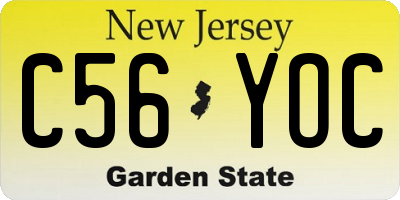 NJ license plate C56YOC