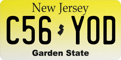 NJ license plate C56YOD