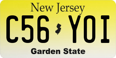 NJ license plate C56YOI