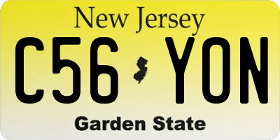 NJ license plate C56YON