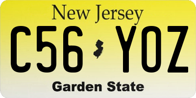 NJ license plate C56YOZ