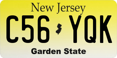 NJ license plate C56YQK