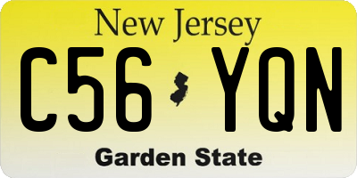 NJ license plate C56YQN