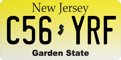 NJ license plate C56YRF