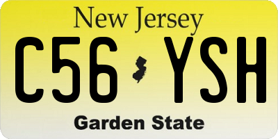 NJ license plate C56YSH