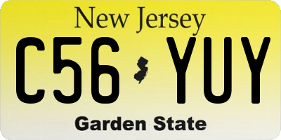 NJ license plate C56YUY