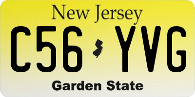 NJ license plate C56YVG