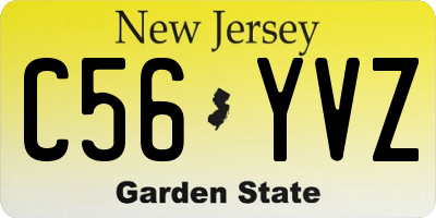 NJ license plate C56YVZ