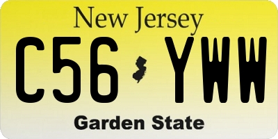 NJ license plate C56YWW