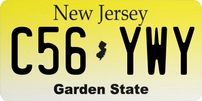 NJ license plate C56YWY