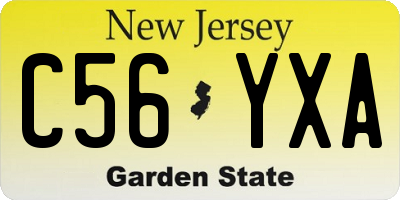 NJ license plate C56YXA