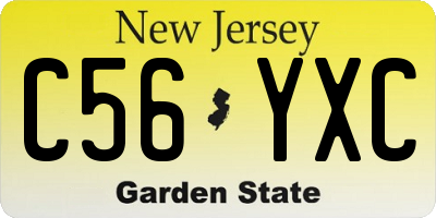 NJ license plate C56YXC