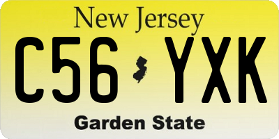 NJ license plate C56YXK