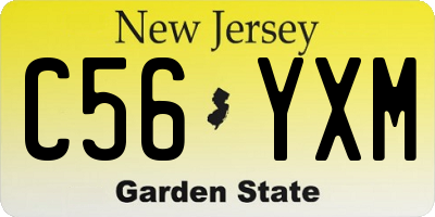 NJ license plate C56YXM