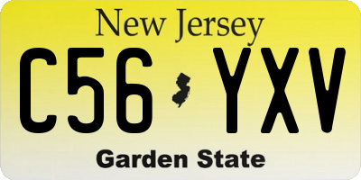 NJ license plate C56YXV
