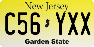 NJ license plate C56YXX