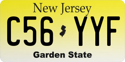 NJ license plate C56YYF