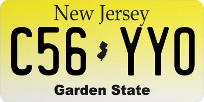 NJ license plate C56YYO