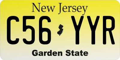NJ license plate C56YYR