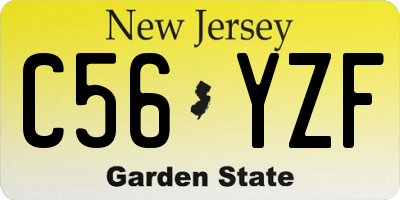 NJ license plate C56YZF