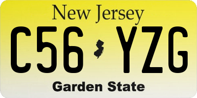 NJ license plate C56YZG