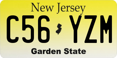 NJ license plate C56YZM