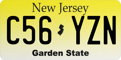 NJ license plate C56YZN