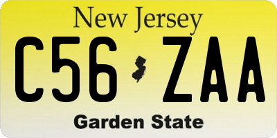 NJ license plate C56ZAA