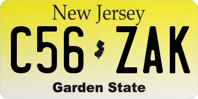 NJ license plate C56ZAK
