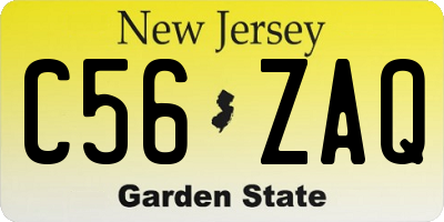 NJ license plate C56ZAQ