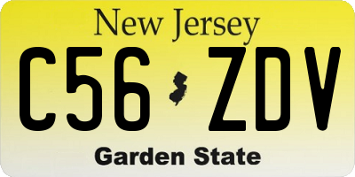 NJ license plate C56ZDV