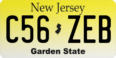 NJ license plate C56ZEB