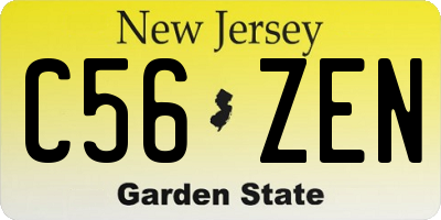 NJ license plate C56ZEN