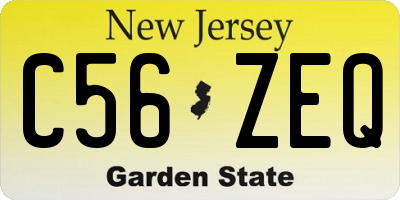 NJ license plate C56ZEQ