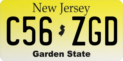 NJ license plate C56ZGD