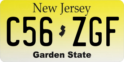 NJ license plate C56ZGF