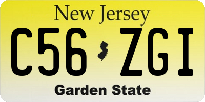 NJ license plate C56ZGI